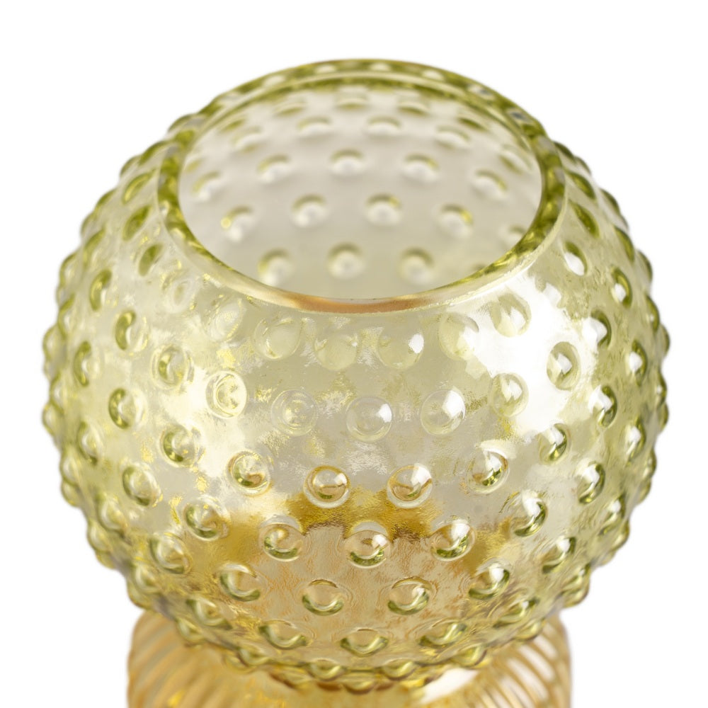JARRÓN VERDE-AMARILLO CRISTAL DECORACIÓN 9,50 X 9,50 X 19,50