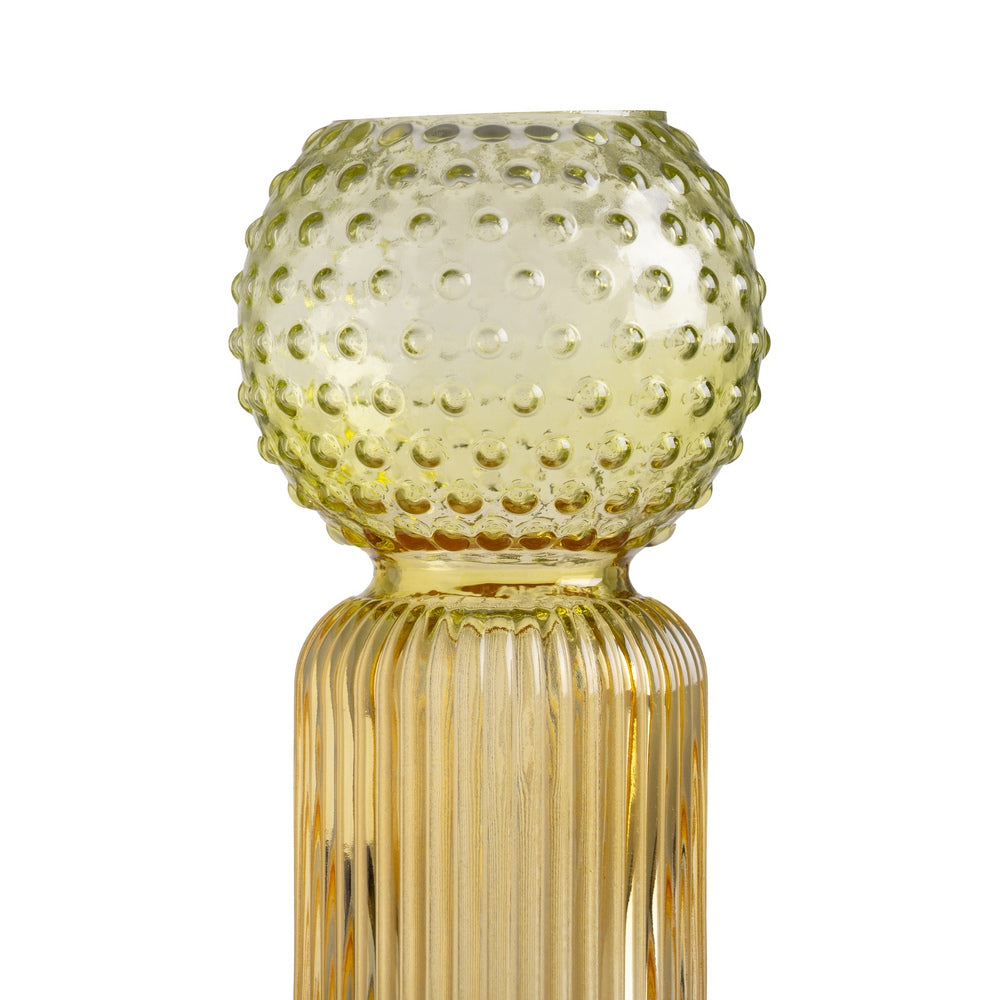JARRÓN VERDE-AMARILLO CRISTAL DECORACIÓN 9,50 X 9,50 X 19,50