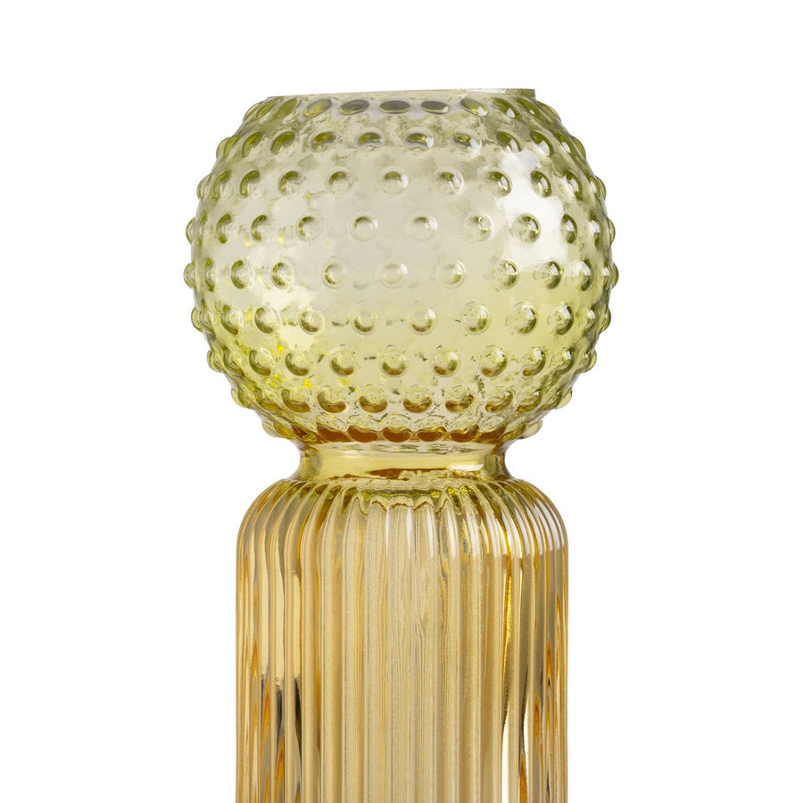 JARRÓN VERDE-AMARILLO CRISTAL DECORACIÓN 9,50 X 9,50 X 19,50