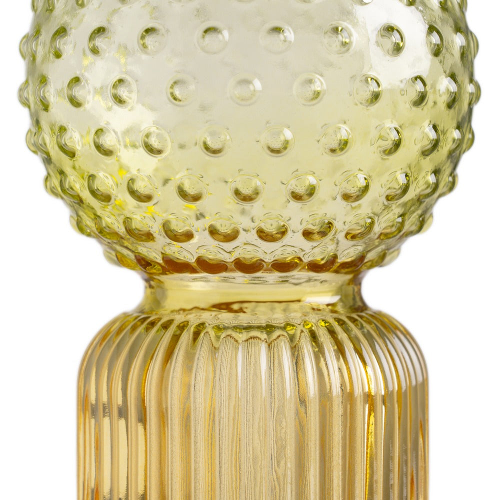 JARRÓN VERDE-AMARILLO CRISTAL DECORACIÓN 9,50 X 9,50 X 19,50