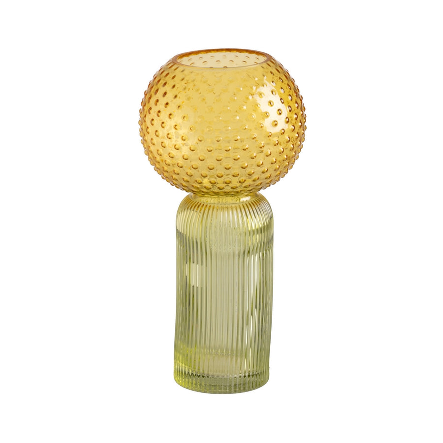 JARRÓN VERDE-AMARILLO CRISTAL DECORACIÓN 15,50 X 15,50 X 31