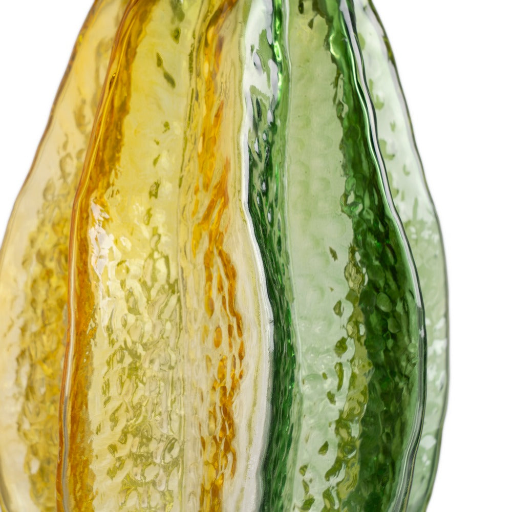 JARRÓN VERDE-AMARILLO CRISTAL DECORACIÓN 14,50 X 14,50 X 21