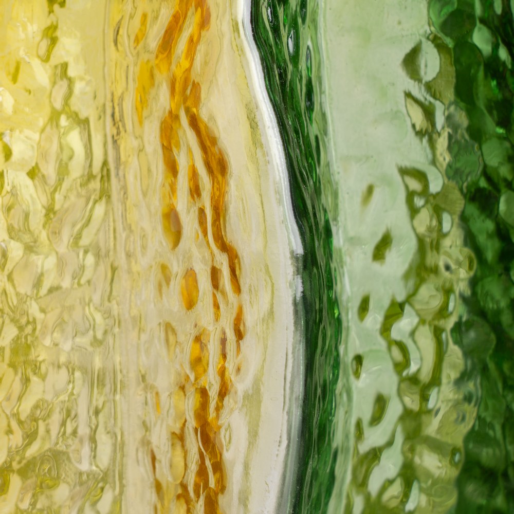 JARRÓN VERDE-AMARILLO CRISTAL DECORACIÓN 14,50 X 14,50 X 21