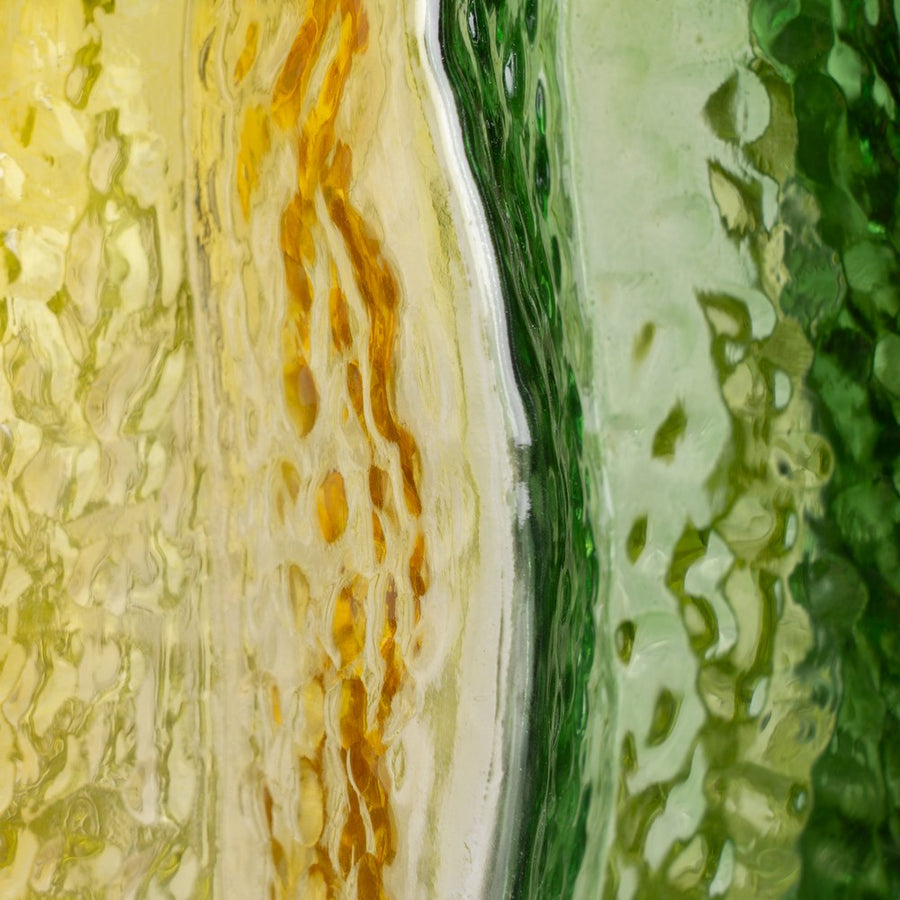 JARRÓN VERDE-AMARILLO CRISTAL DECORACIÓN 14,50 X 14,50 X 21