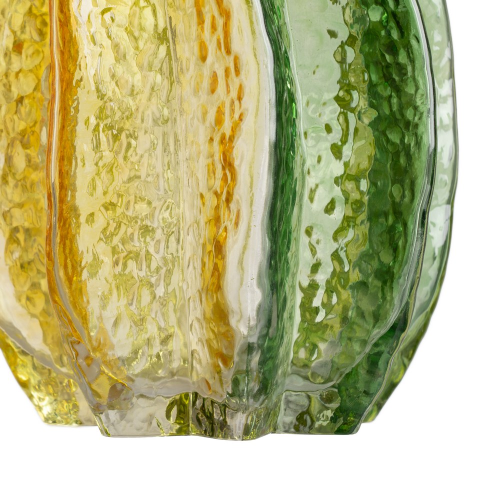 JARRÓN VERDE-AMARILLO CRISTAL DECORACIÓN 14,50 X 14,50 X 21