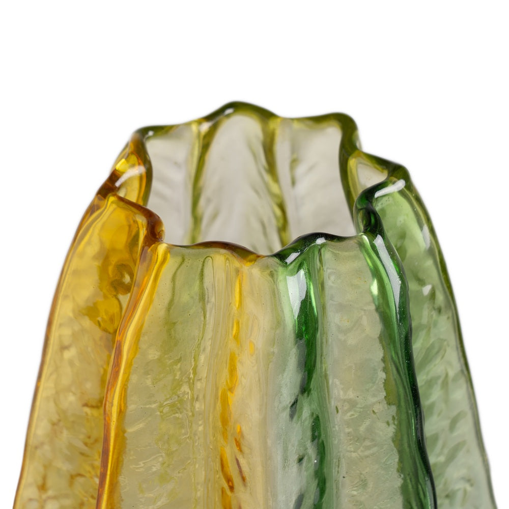GREEN-YELLOW VASE GLASS DECORATION 13.50 X 13.50 X 30