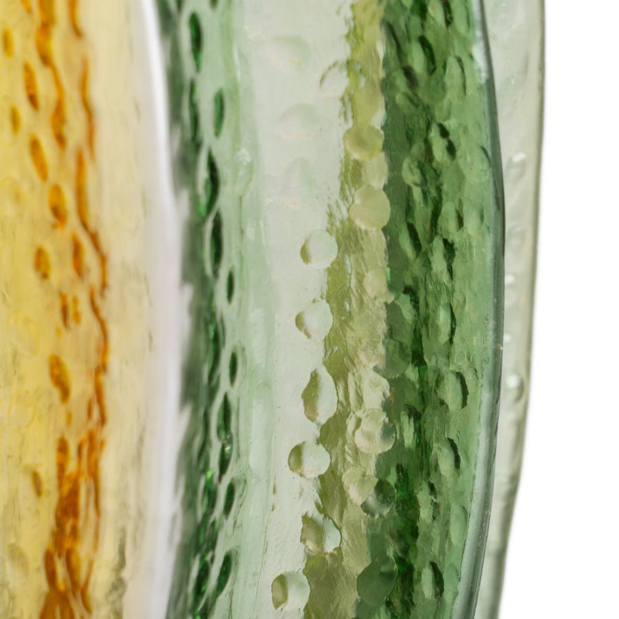 JARRÓN VERDE-AMARILLO CRISTAL DECORACIÓN 13,50 X 13,50 X 30