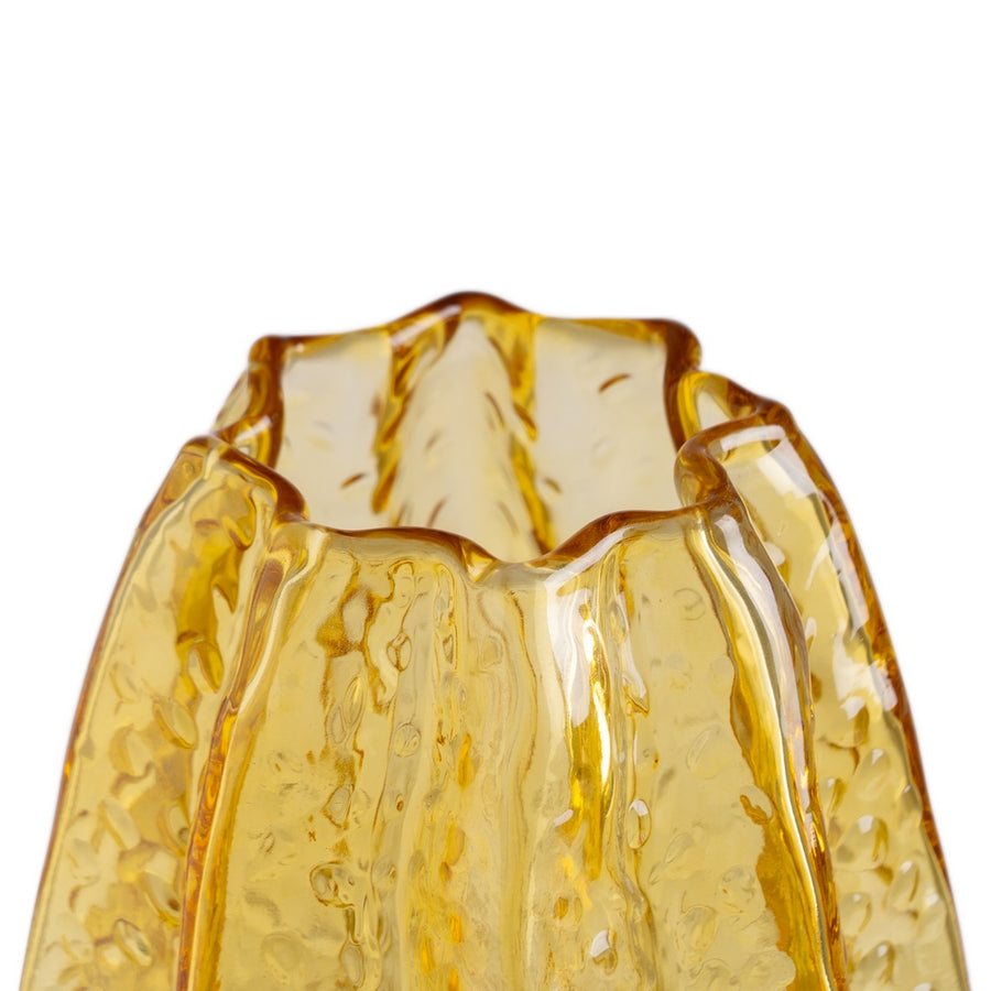 JARRÓN AMARILLO CRISTAL DECORACIÓN 16 X 16 X 35 CM