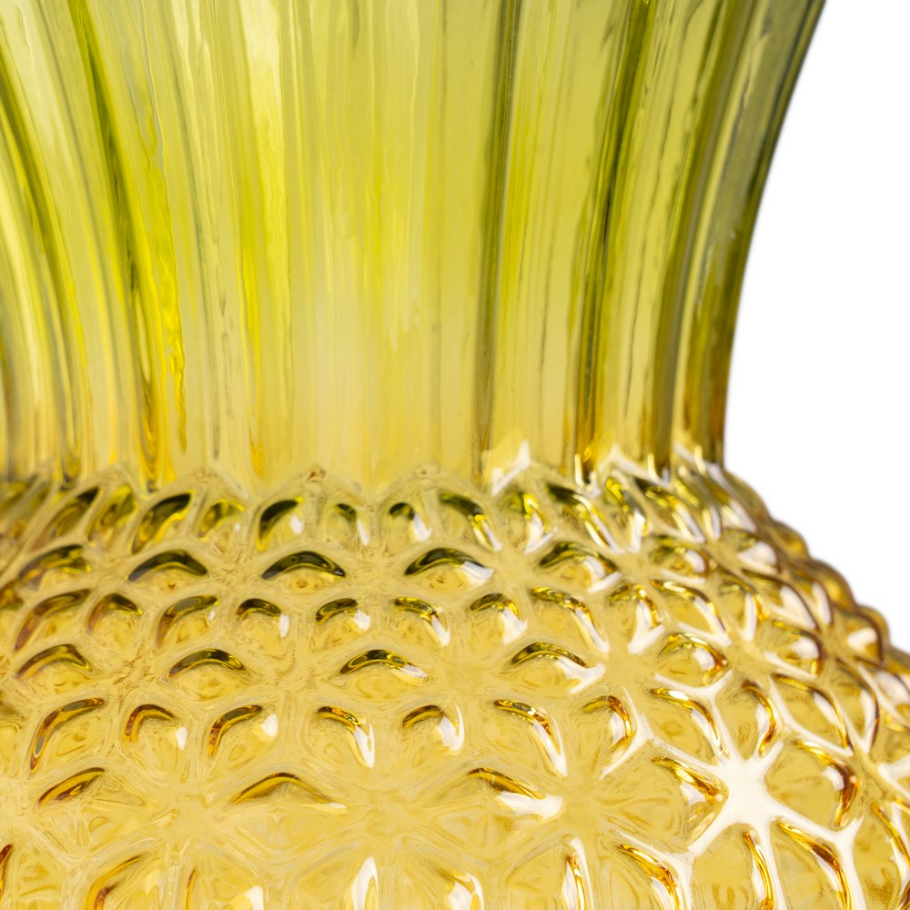 JARRÓN PIÑA VERDE-AMARILLO CRISTAL 17 X 17 X 22 CM