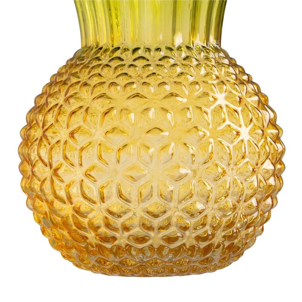 JARRÓN PIÑA VERDE-AMARILLO CRISTAL 17 X 17 X 22 CM