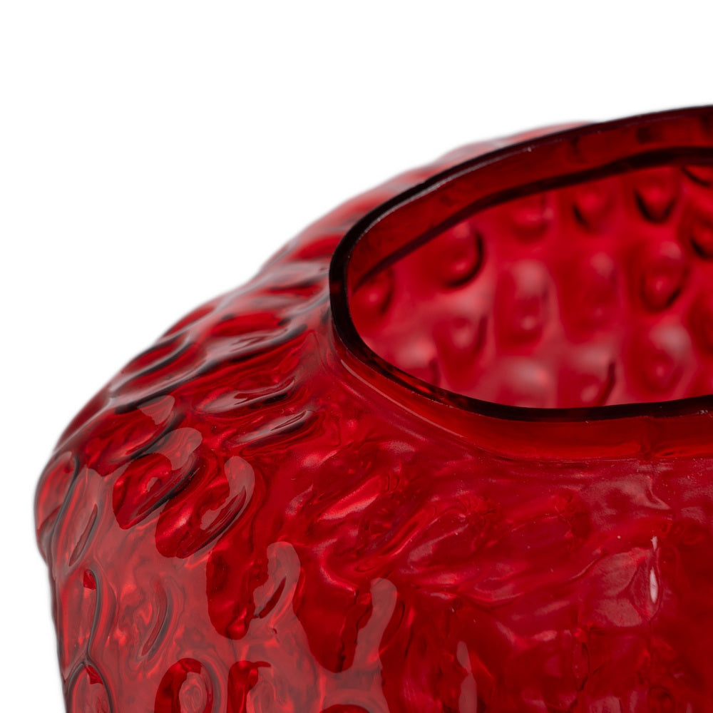 JARRÓN FRESA ROJO CRISTAL DECORACIÓN 23 X 19 X 25 CM