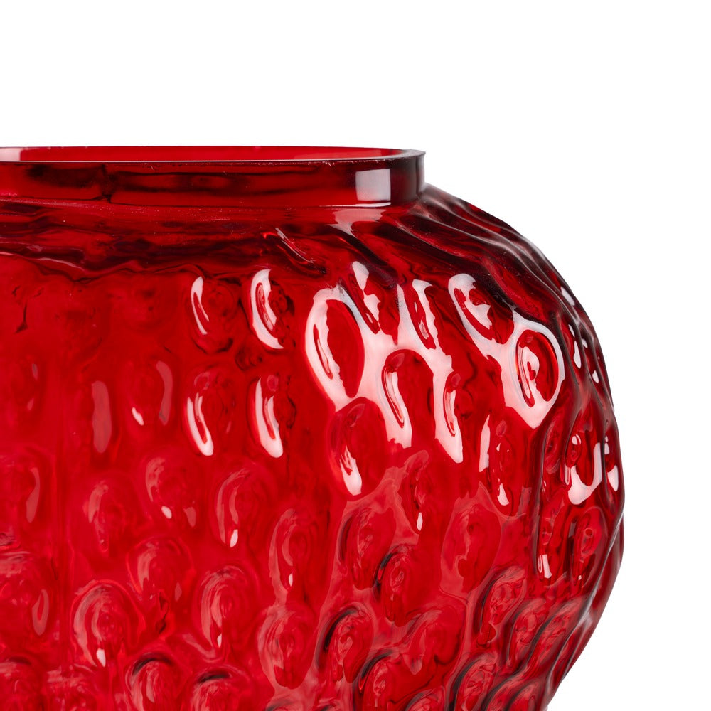 JARRÓN FRESA ROJO CRISTAL DECORACIÓN 23 X 19 X 25 CM