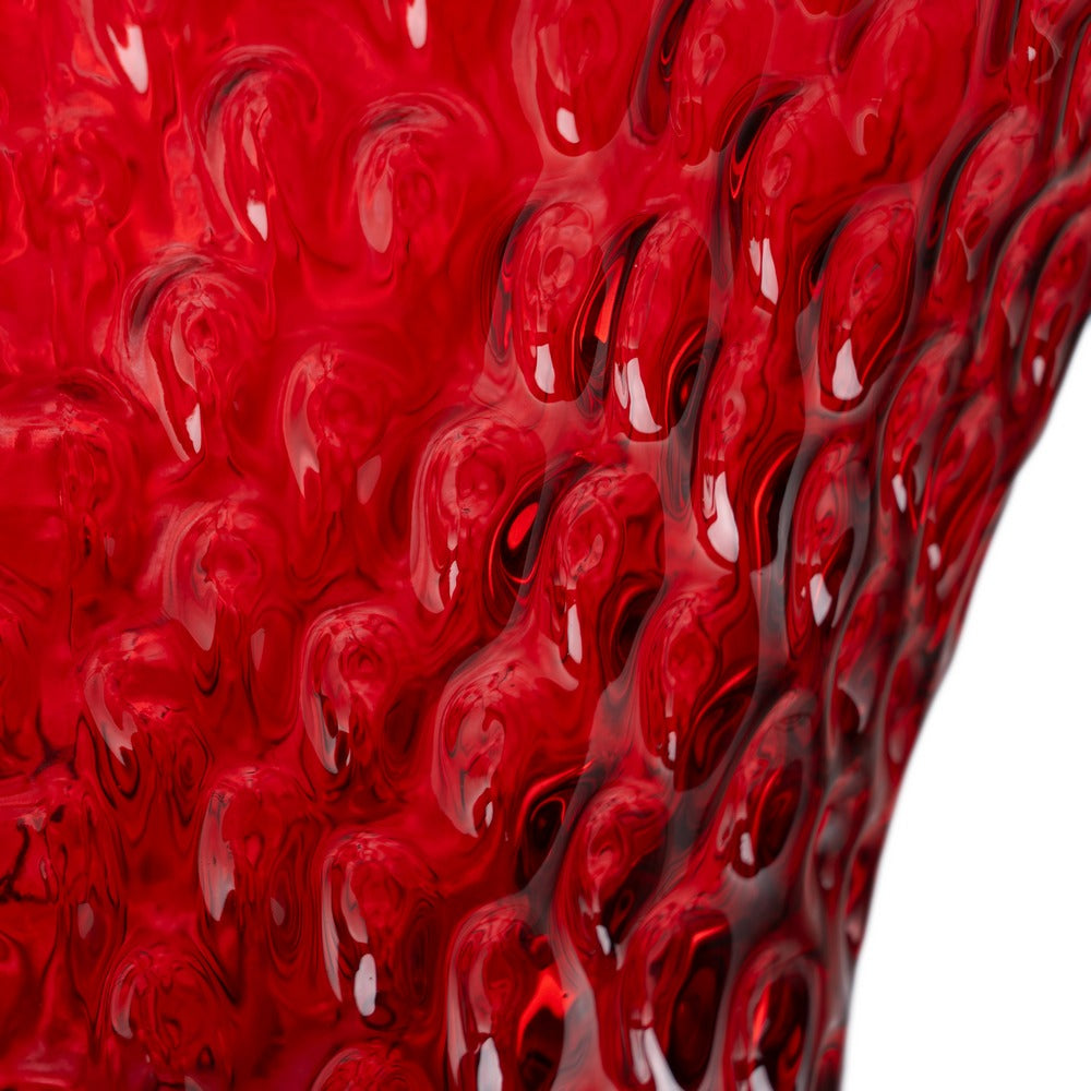 JARRÓN FRESA ROJO CRISTAL DECORACIÓN 23 X 19 X 25 CM