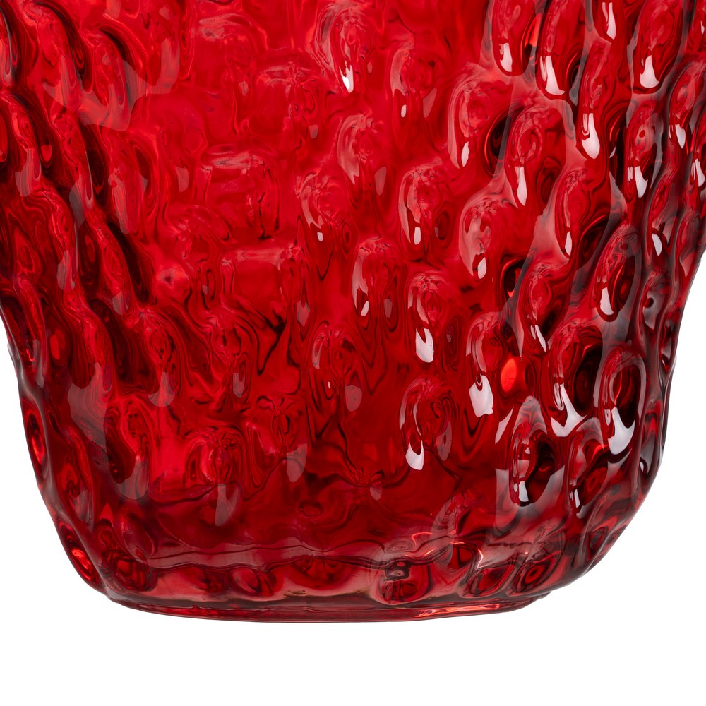 JARRÓN FRESA ROJO CRISTAL DECORACIÓN 23 X 19 X 25 CM