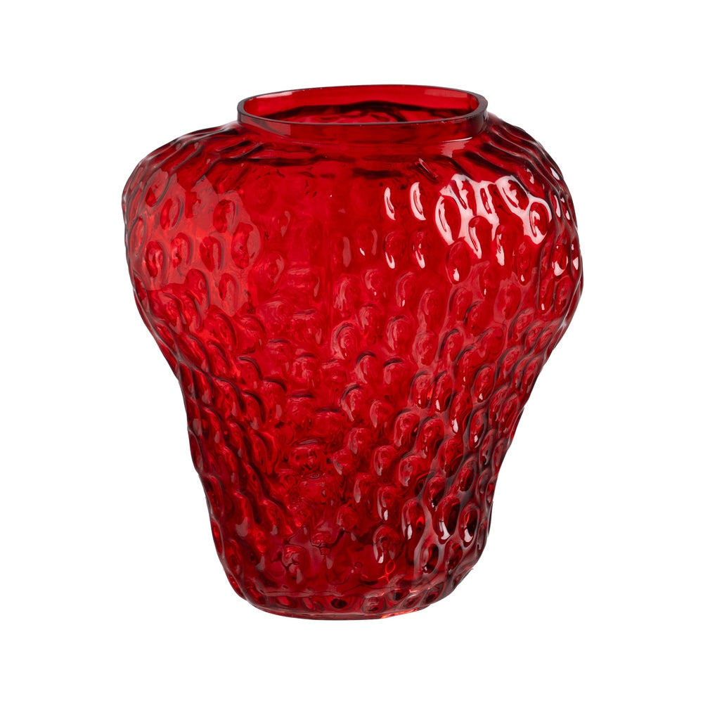 JARRÓN FRESA ROJO CRISTAL DECORACIÓN 23 X 19 X 25 CM