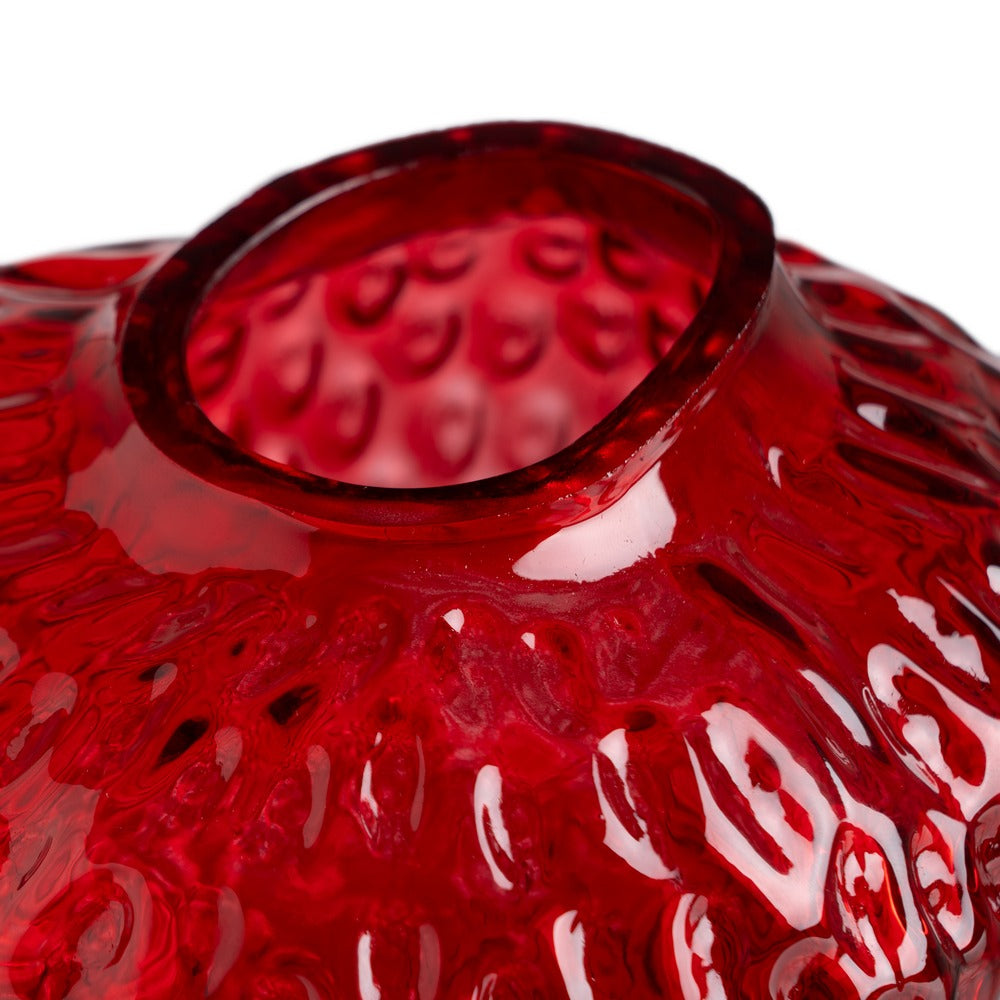RED STRAWBERRY VASE CRYSTAL DECORATION 16 X 16 X 17 CM