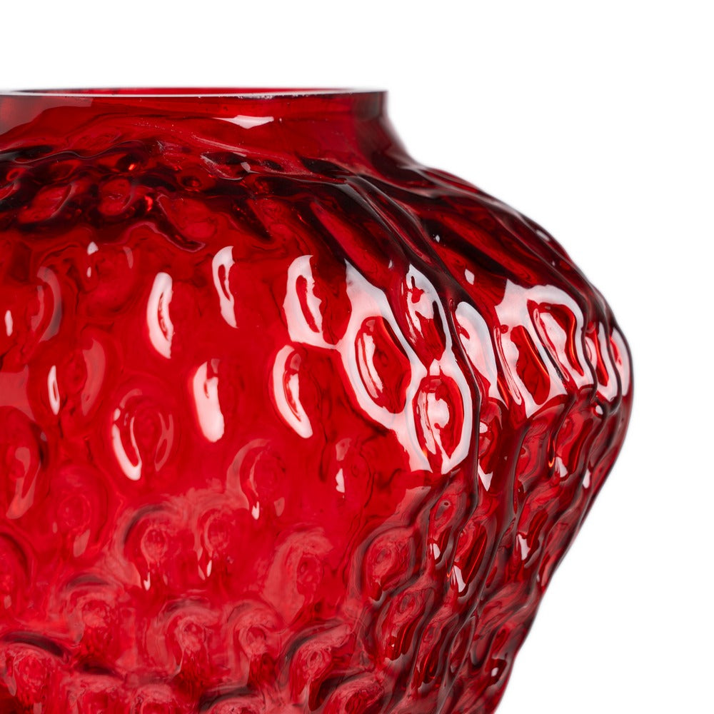 RED STRAWBERRY VASE CRYSTAL DECORATION 16 X 16 X 17 CM