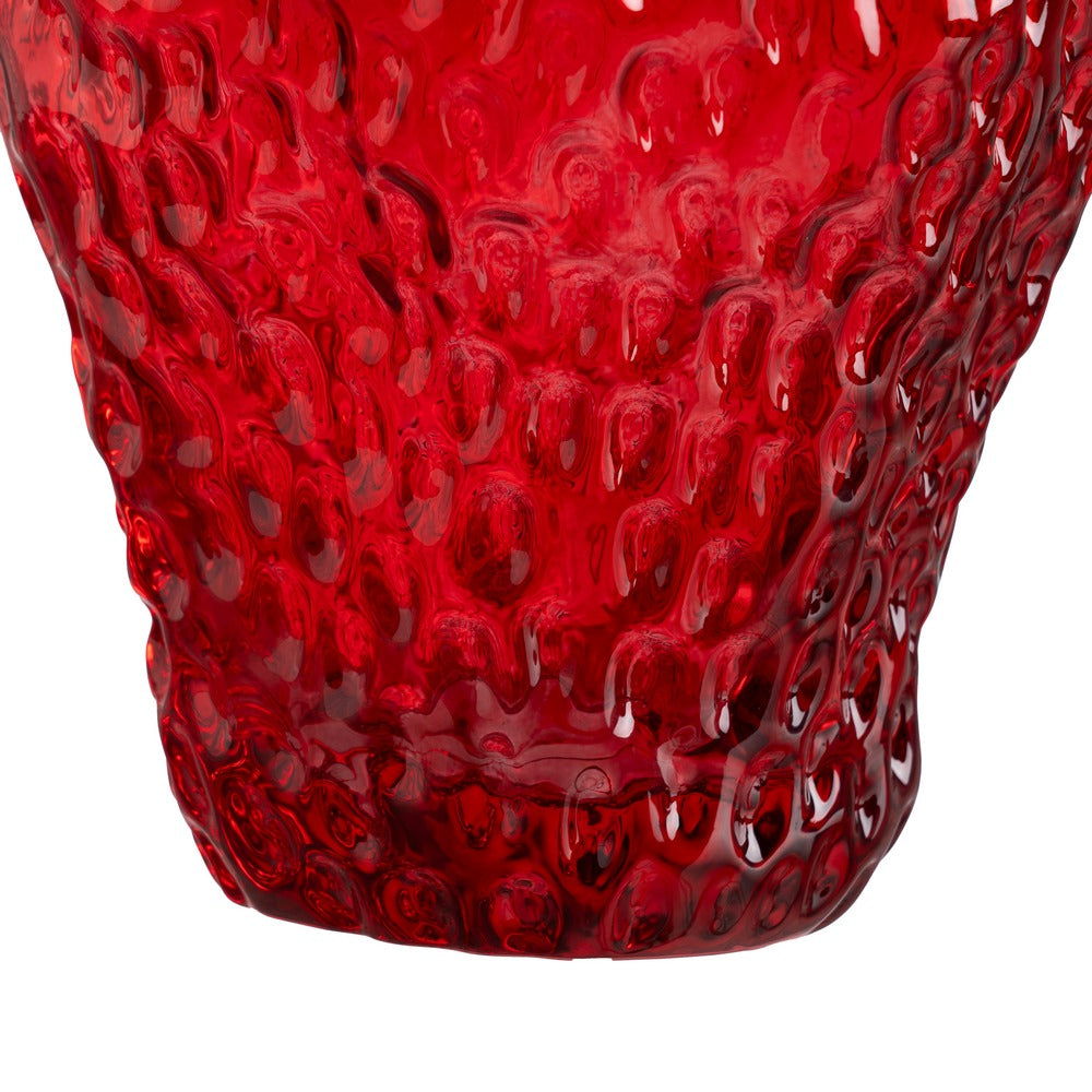 RED STRAWBERRY VASE CRYSTAL DECORATION 16 X 16 X 17 CM