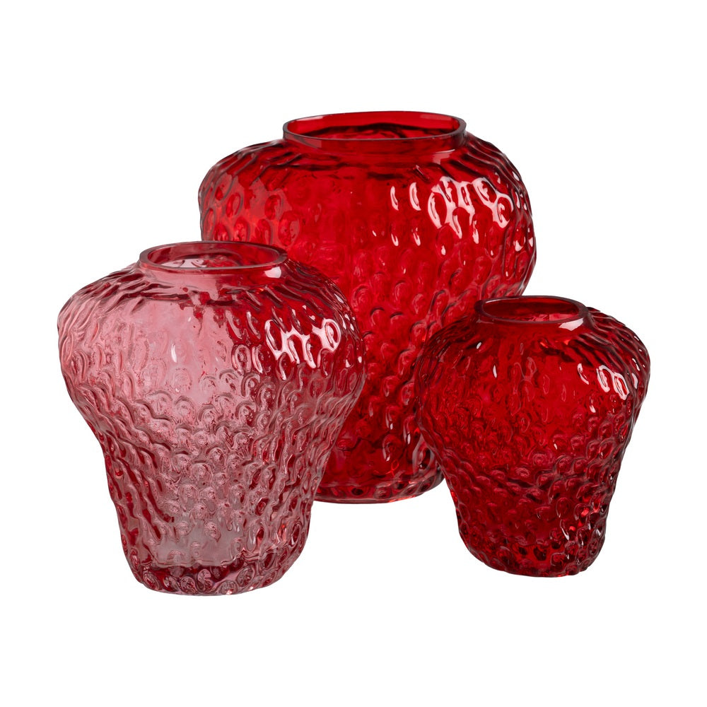STRAWBERRY RED VASE GLASS DECORATION 20 X 20 X 21 CM