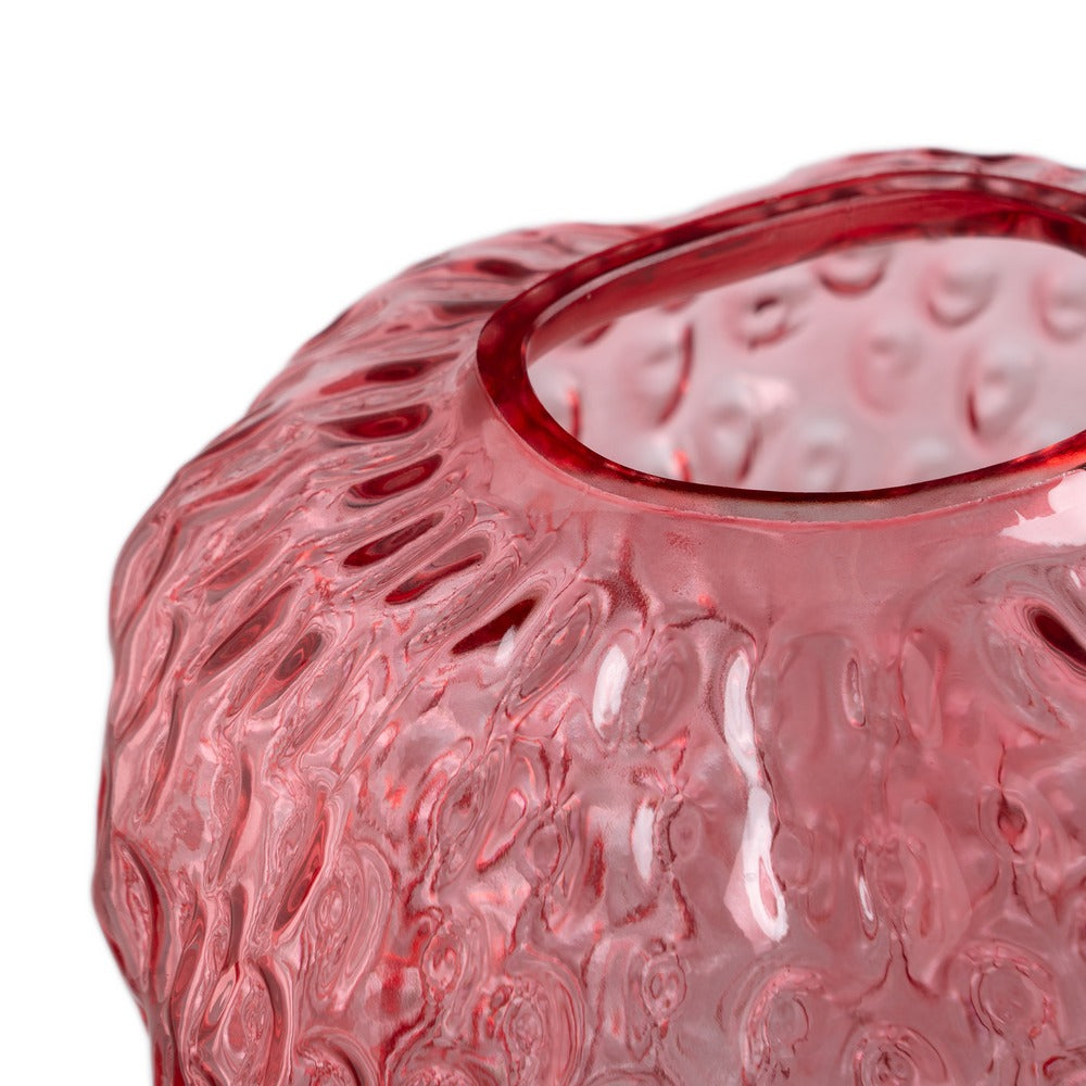 STRAWBERRY RED VASE GLASS DECORATION 20 X 20 X 21 CM