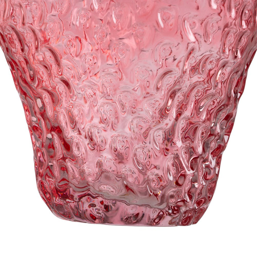JARRÓN FRESA ROJO CRISTAL DECORACIÓN 20 X 20 X 21 CM