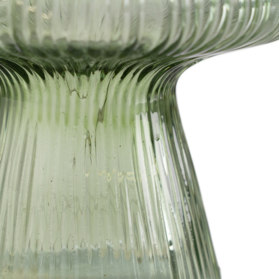 LIGHT-UP FIGURINE GREEN MUSHROOM GLASS 12.50 X 12.50 X 15 CM