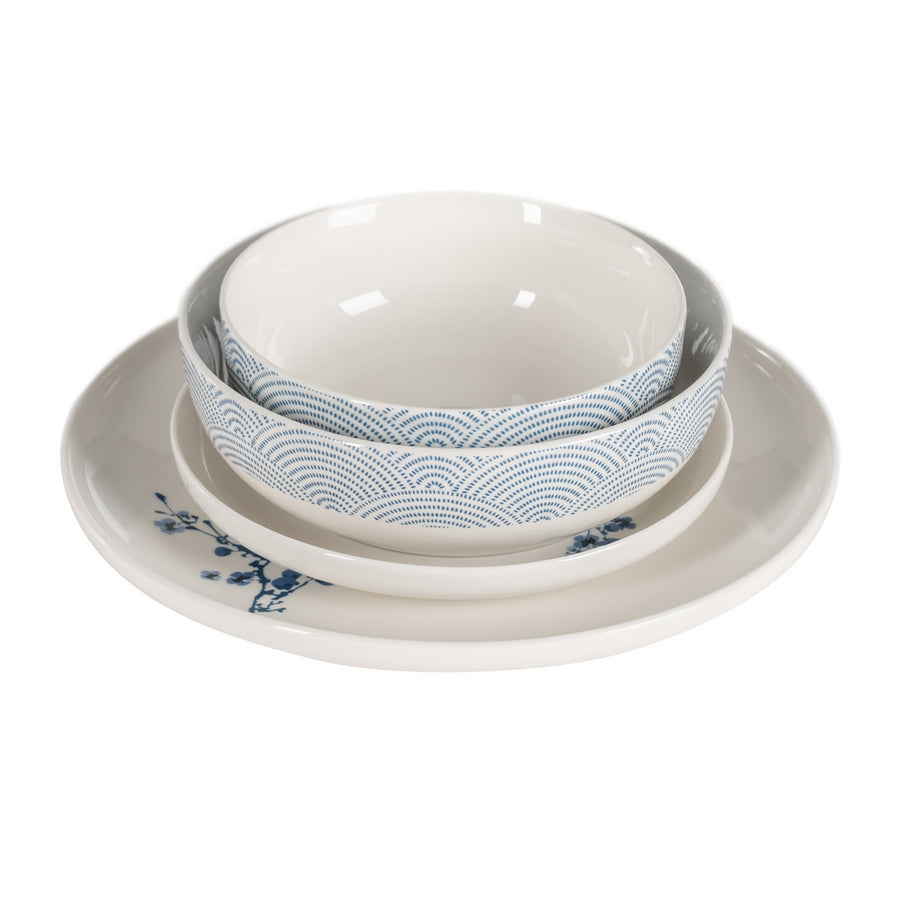 WHITE-BLUE ORIENTAL FLAT PLATE 26.50 X 26.50 CM