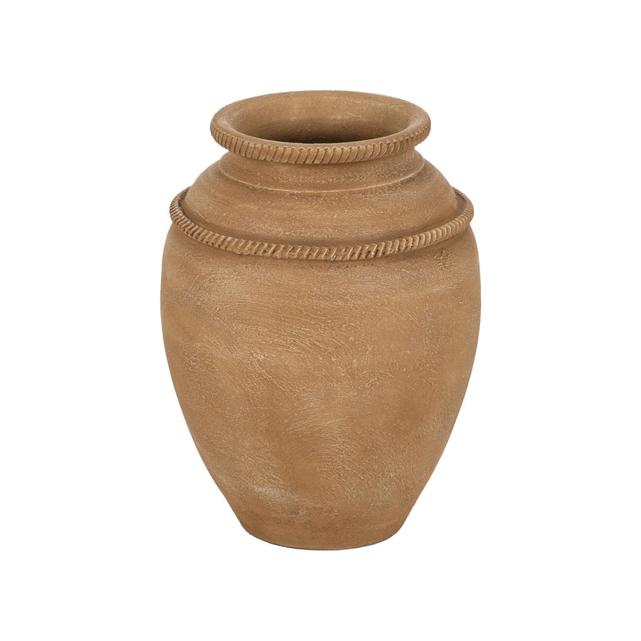 TINAJA BEIGE CERÁMICA DECORACIÓN 27 X 27 X 37 CM