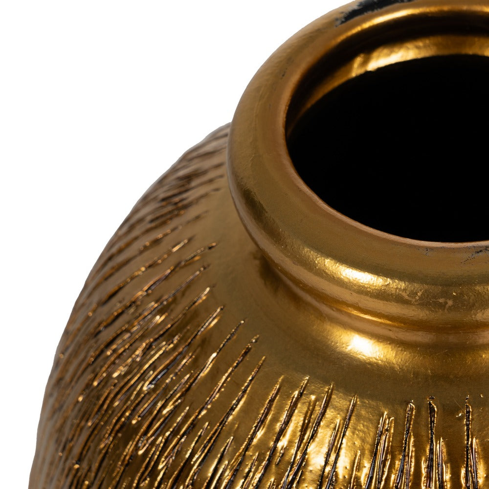 GOLD CERAMIC DECORATIVE VASE 30 X 30 X 80 CM