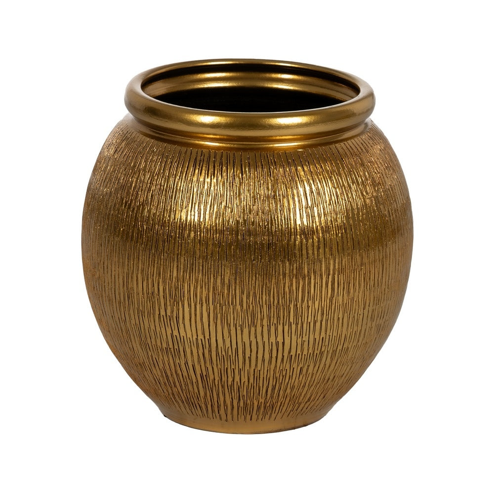 MACETERO ORO CERÁMICA DECORACIÓN 38 X 38 X 40 CM