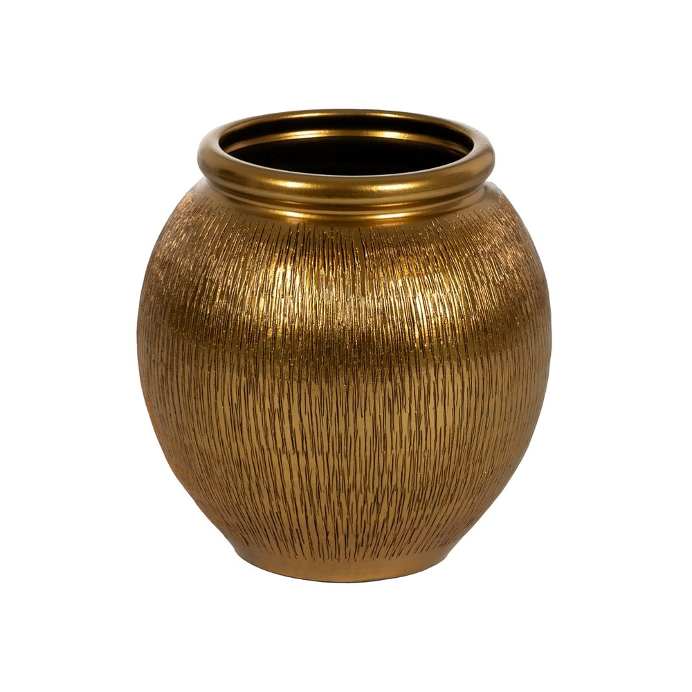 MACETERO ORO CERÁMICA DECORACIÓN 34 X 34 X 50 CM