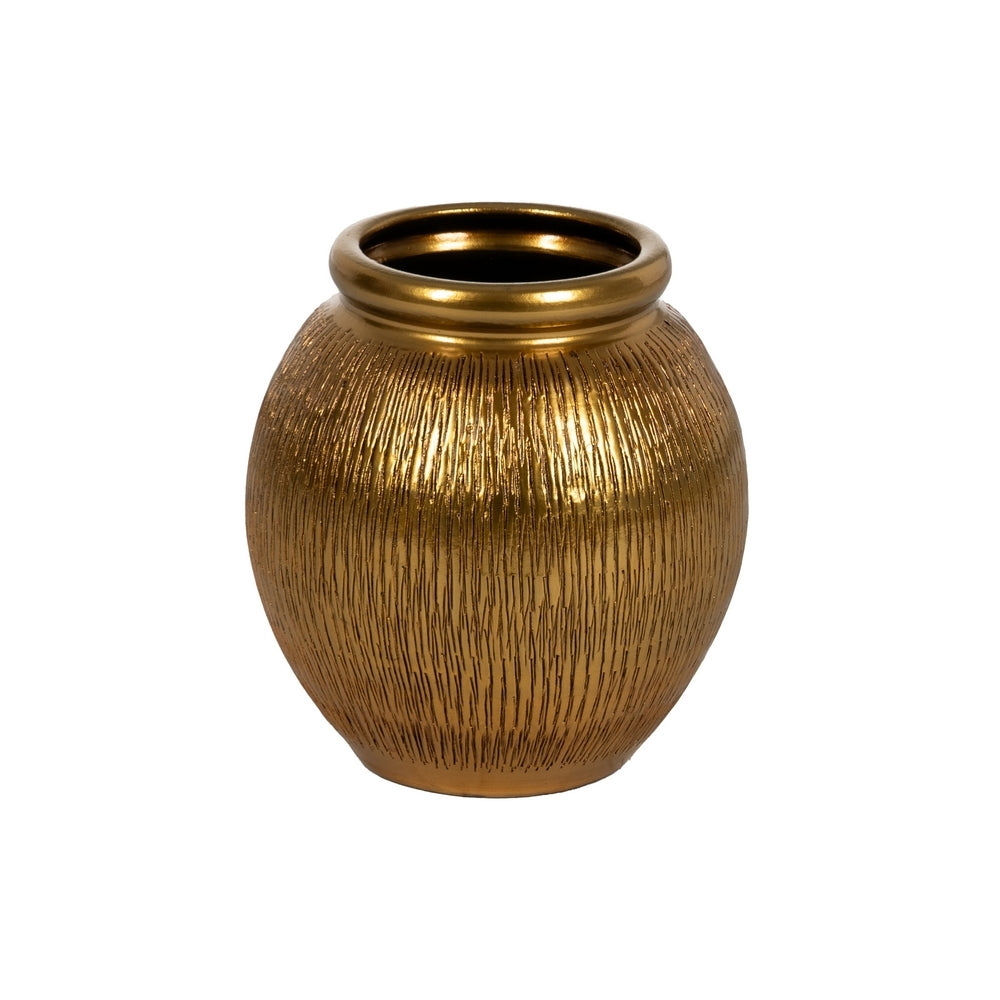 MACETERO ORO CERÁMICA DECORACIÓN 29 X 29 X 30 CM