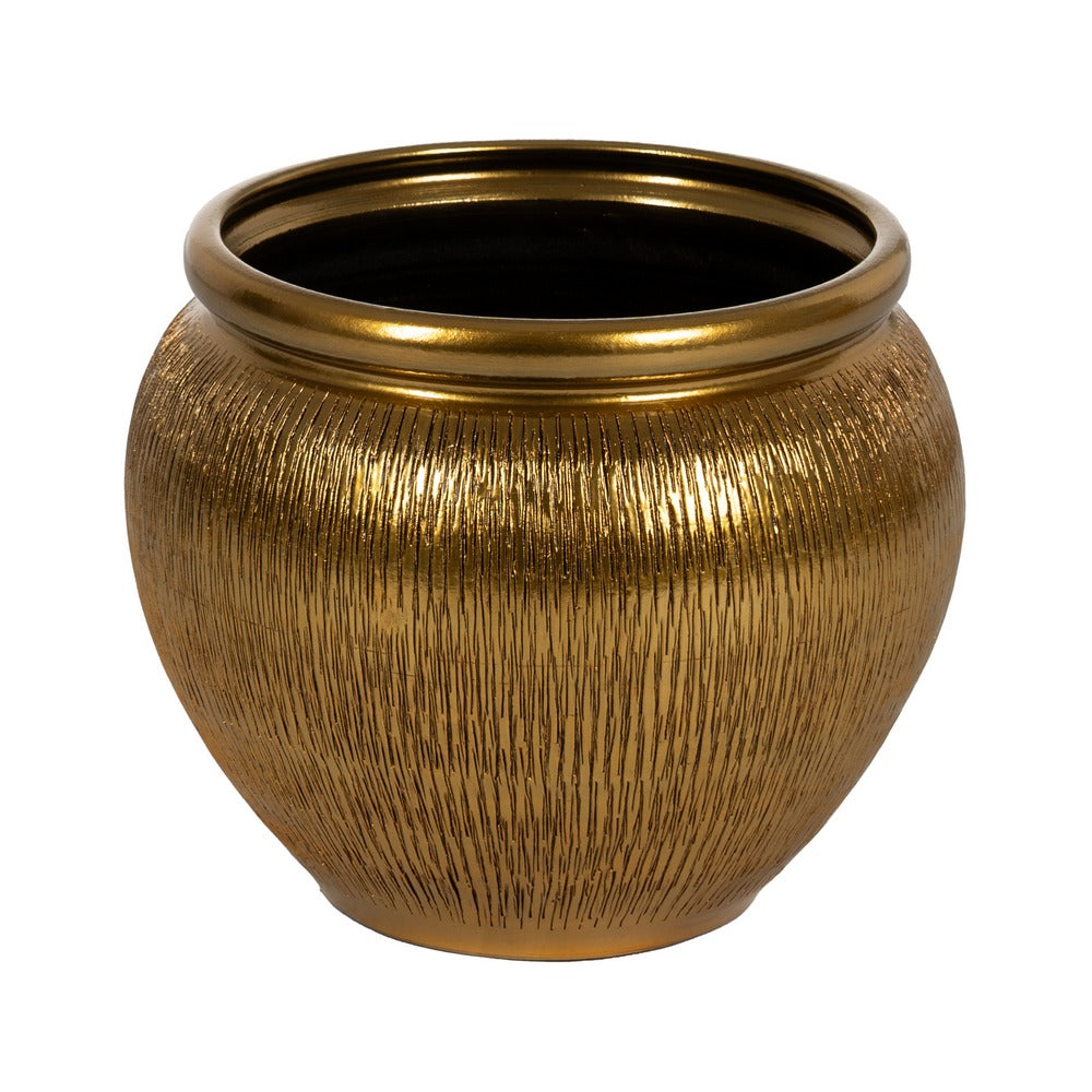 MACETERO ORO CERÁMICA DECORACIÓN 39 X 39 X 40 CM