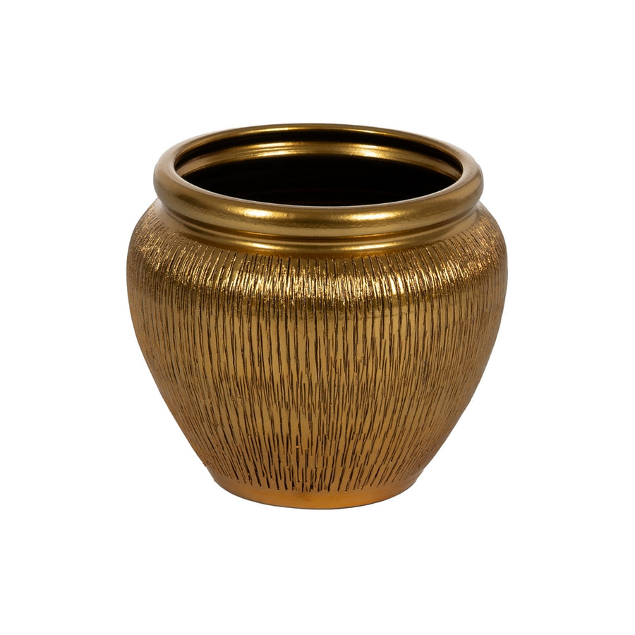 MACETERO ORO CERÁMICA DECORACIÓN 30 X 30 X 28 CM