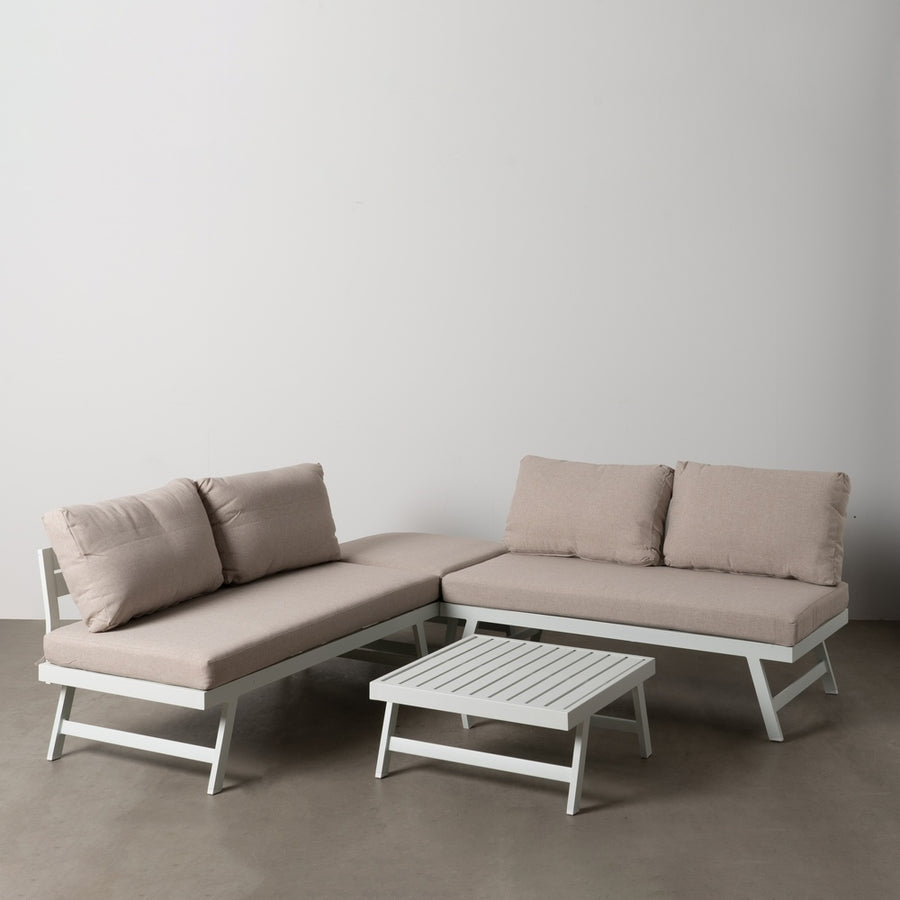 BEIGE AND WHITE ALUMINUM GARDEN SET 1 CM