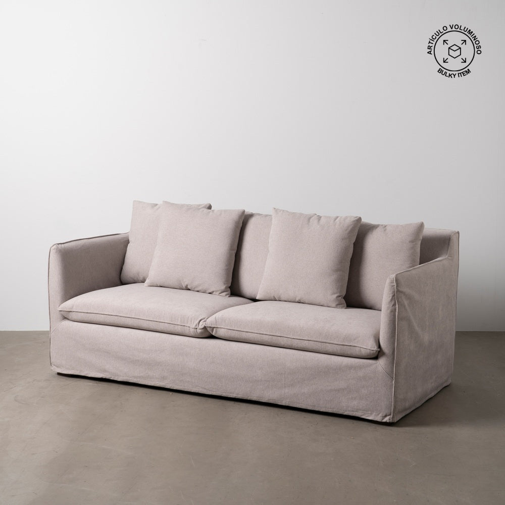 SOFÁ TAUPE TEJIDO SALÓN 197 X 91 X 78 CM