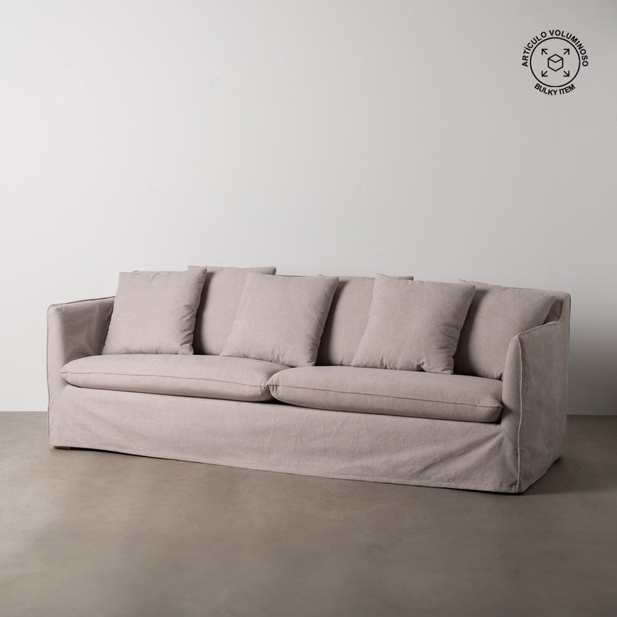 SOFÁ TAUPE TEJIDO SALÓN 237 X 91 X 78 CM