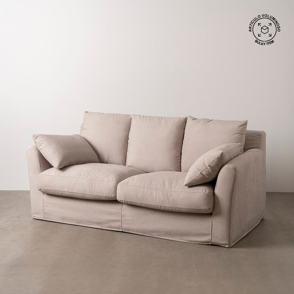 SOFÁ BEIGE TEJIDO SALÓN 200 X 102 X 100 CM