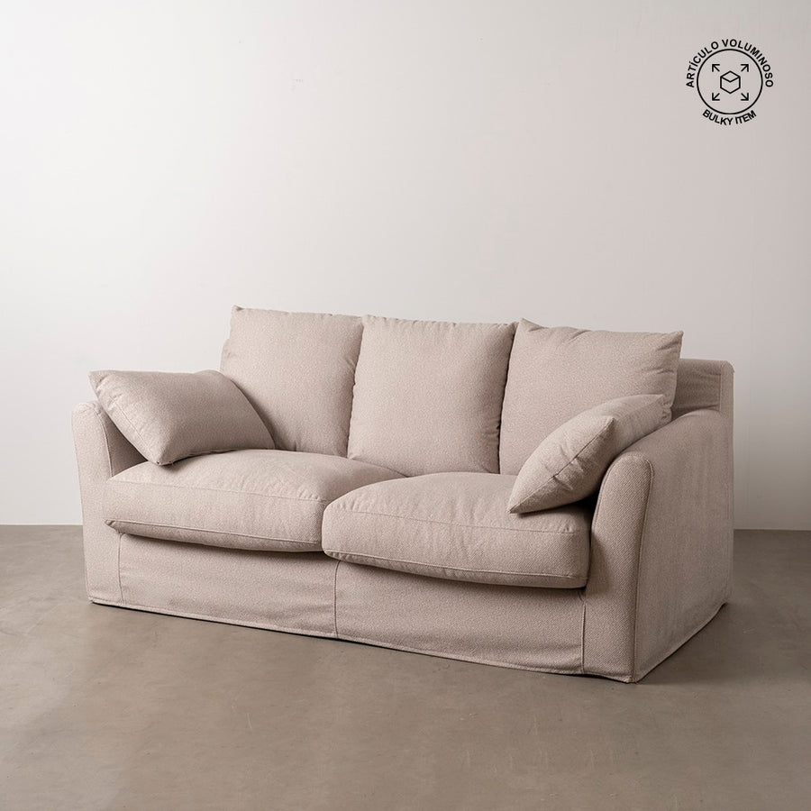 SOFÁ BEIGE TEJIDO SALÓN 200 X 102 X 100 CM