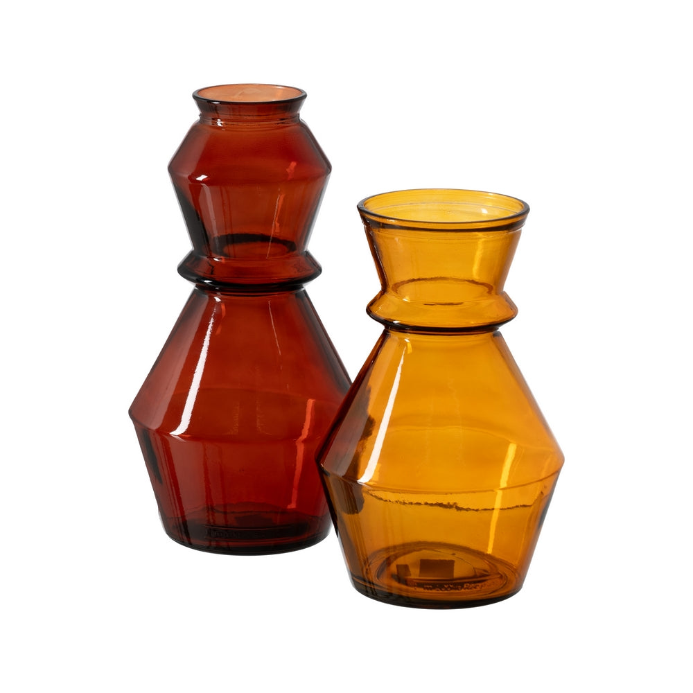 JARRÓN NARANJA VIDRIO RECICLADO WE CARE 16 X 16 X 25 CM