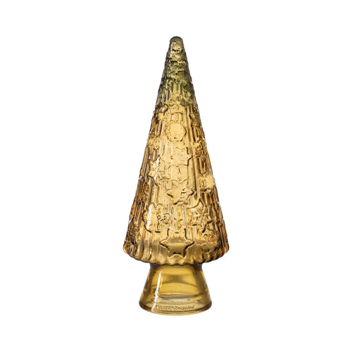 �RBOL NAVIDAD AMARILLO VIDRIO RECICLADO 13 X 13 X 34 CM
