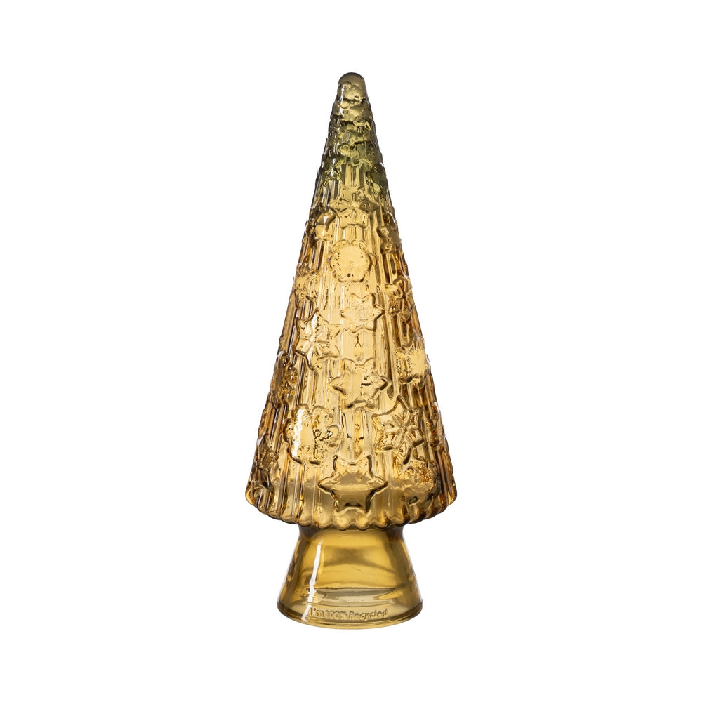 ÁRBOL NAVIDAD AMARILLO VIDRIO RECICLADO 13 X 13 X 34 CM