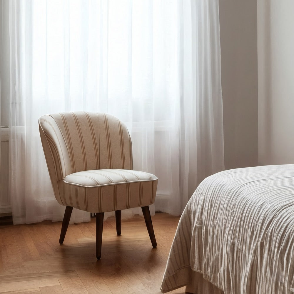 SILLÓN RAYAS MIEL MADERA DE CAUCHO SALÓN 54 X 64 X 73 CM