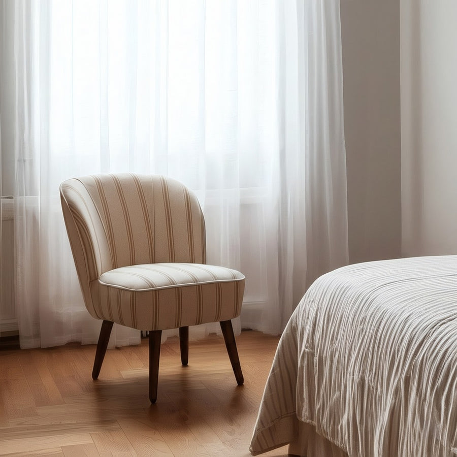 SILLÓN RAYAS MIEL MADERA DE CAUCHO SALÓN 54 X 64 X 73 CM