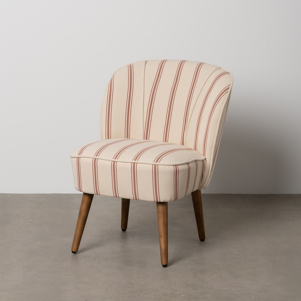 SILLÓN RAYAS TERRACOTA MADERA DE CAUCHO 54 X 64 X 73 CM