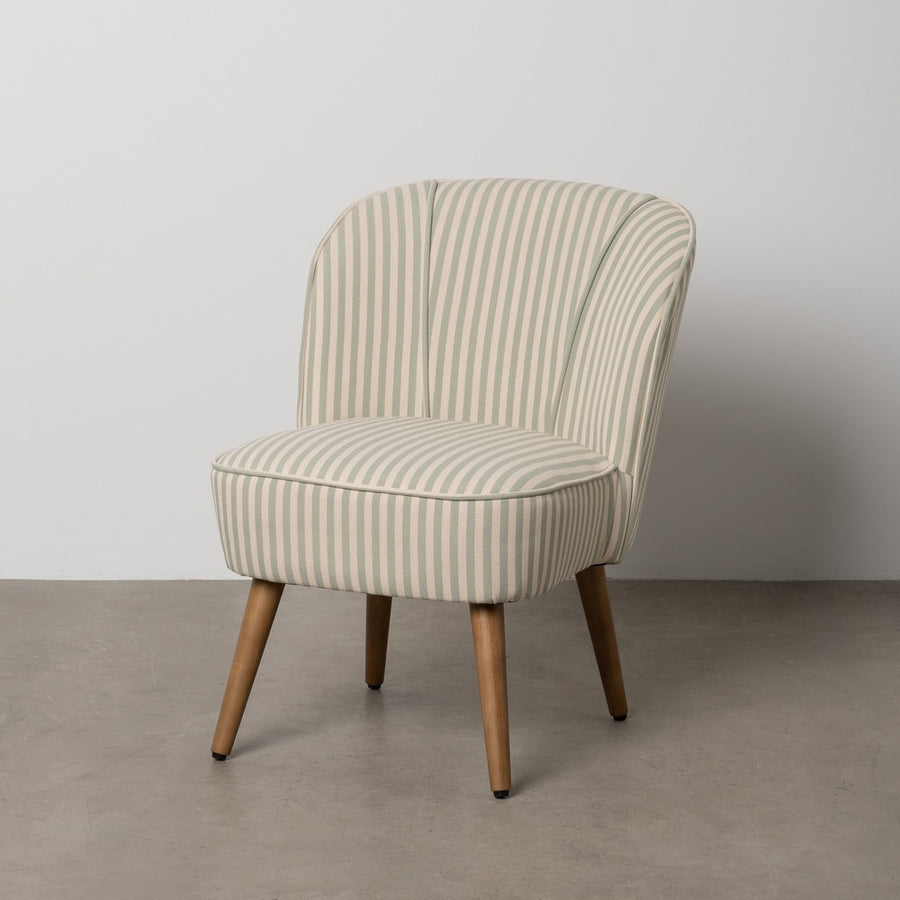 SILLÓN RAYAS VERDE MADERA DE CAUCHO 54 X 64 X 73 CM