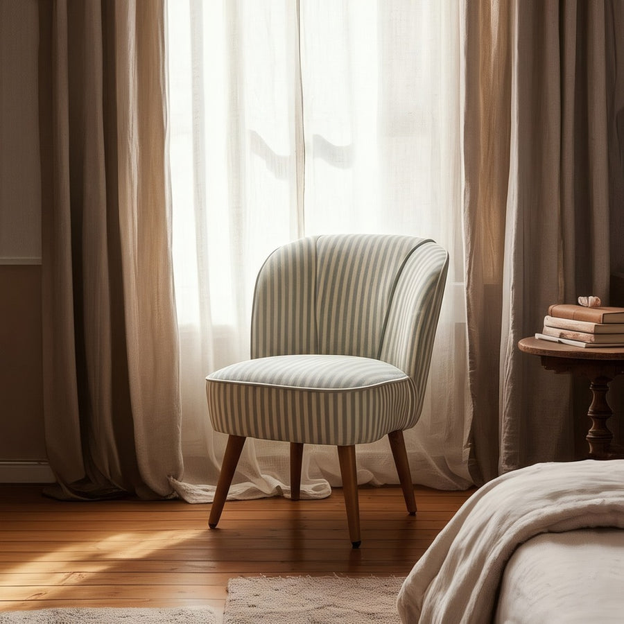 SILLÓN RAYAS VERDE MADERA DE CAUCHO 54 X 64 X 73 CM