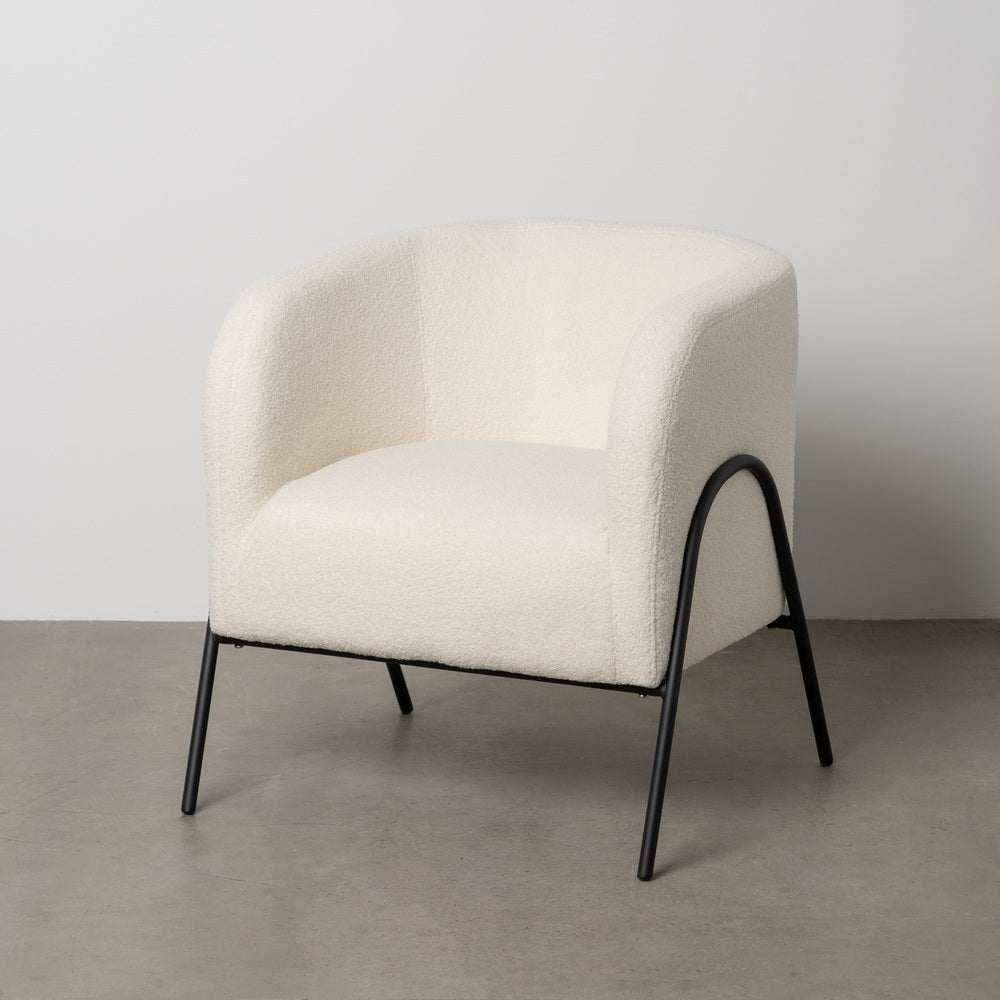 SILLÓN BLANCO TEJIDO-METAL SALÓN 68 X 66 X 74 CM