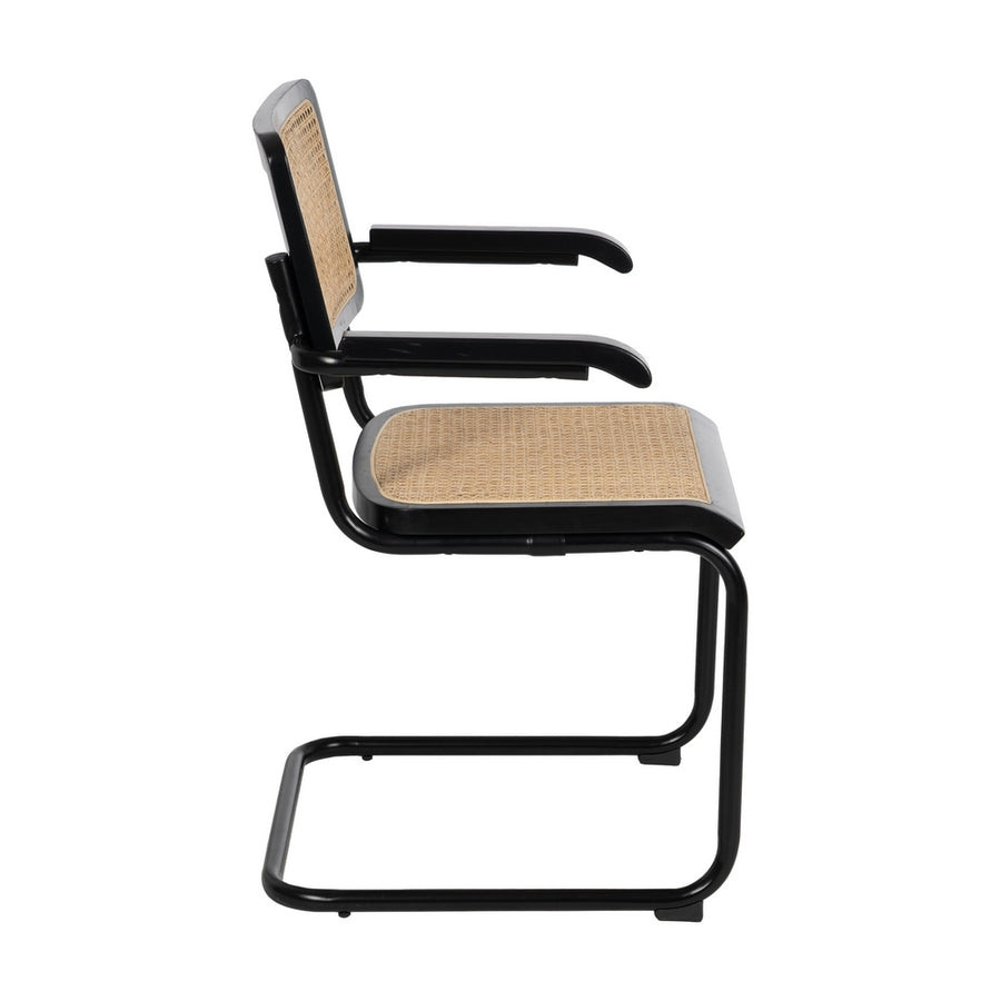 BLACK-NATURAL WOOD-RATTAN LIVING ROOM CHAIR 61.50 X 53 X 82.50 CM
