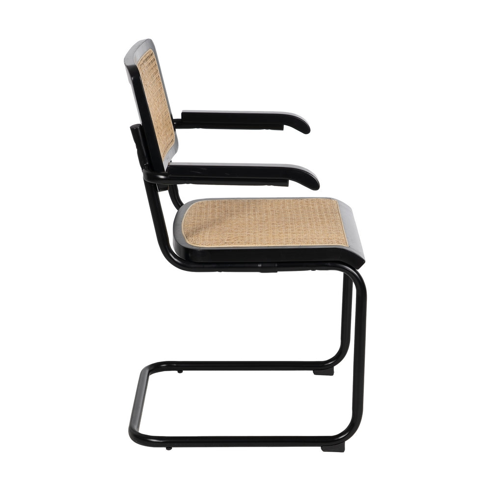 BLACK-NATURAL WOOD-RATTAN LIVING ROOM CHAIR 61.50 X 53 X 82.50 CM